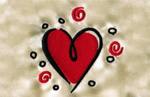 Вышивка "Красное сердце"